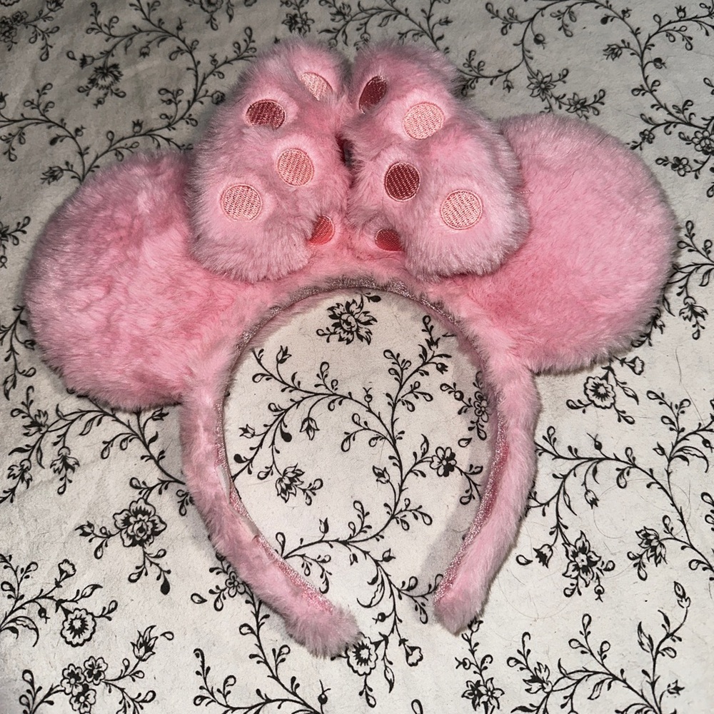 Fuzzy pink Mickey ears